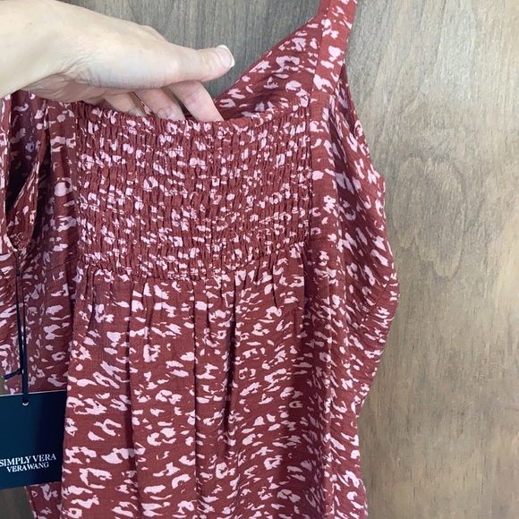 Simply Vera Vera Wang top abstract animal print top smocking in back L - Picture 14 of 15